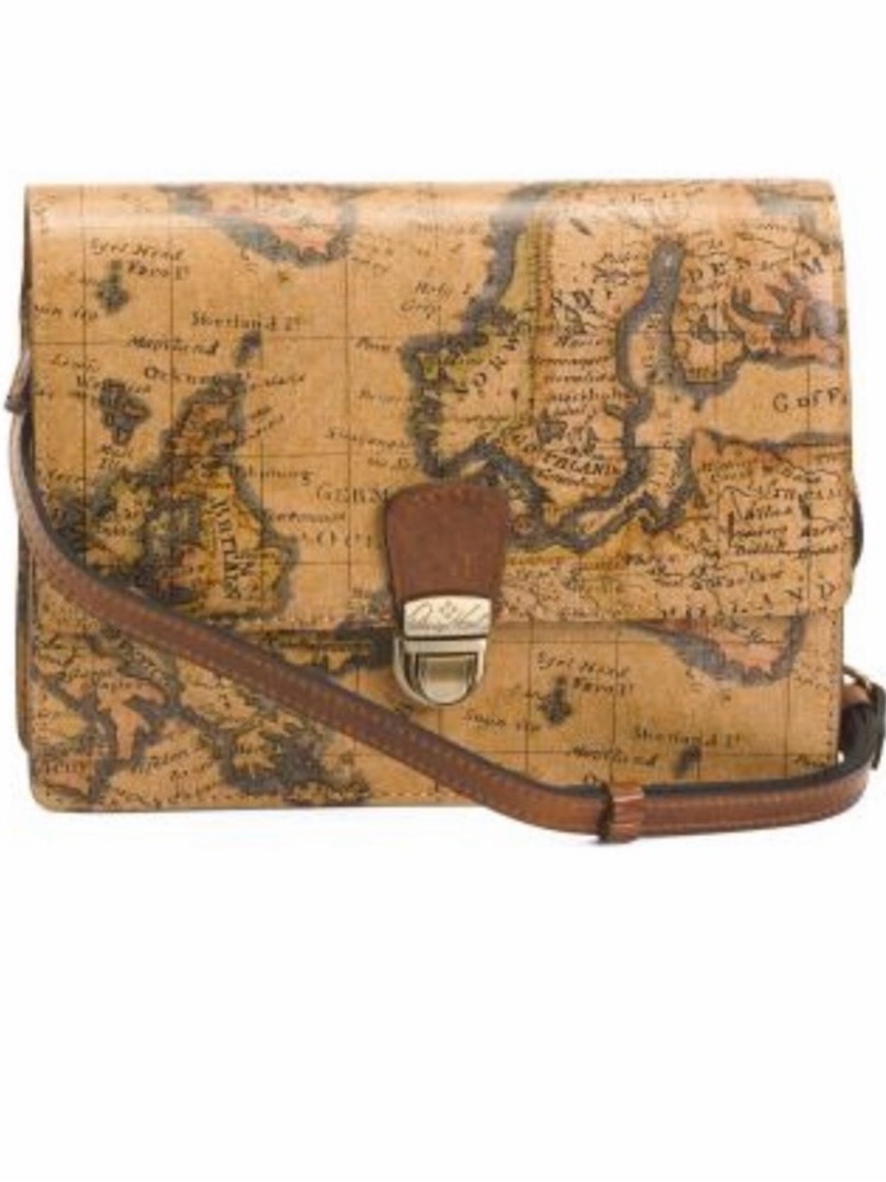 Patricia Nash Locri Leather Crossbody Bag, European Map Print